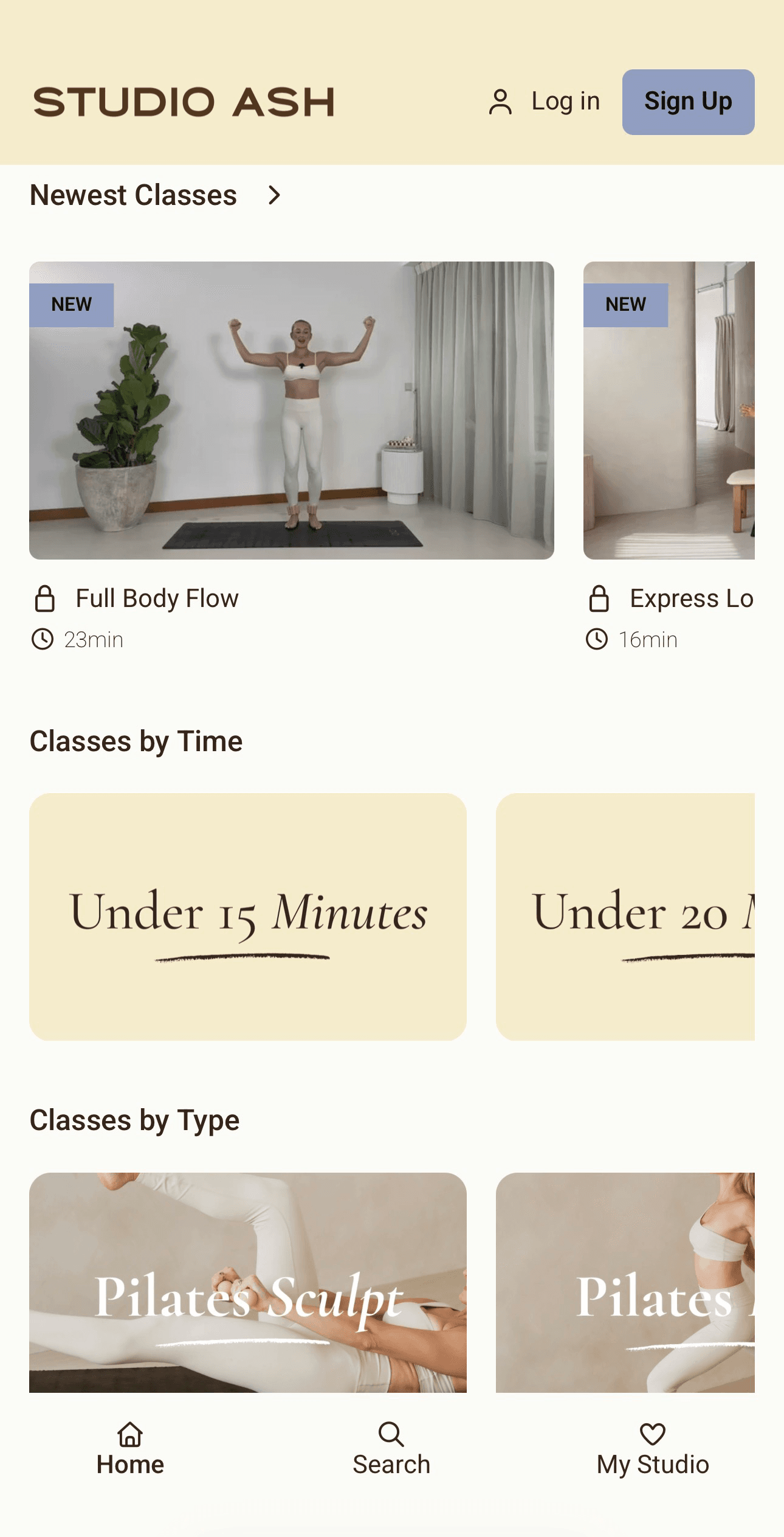Studio Ash app — classes, schedules, recipes and more